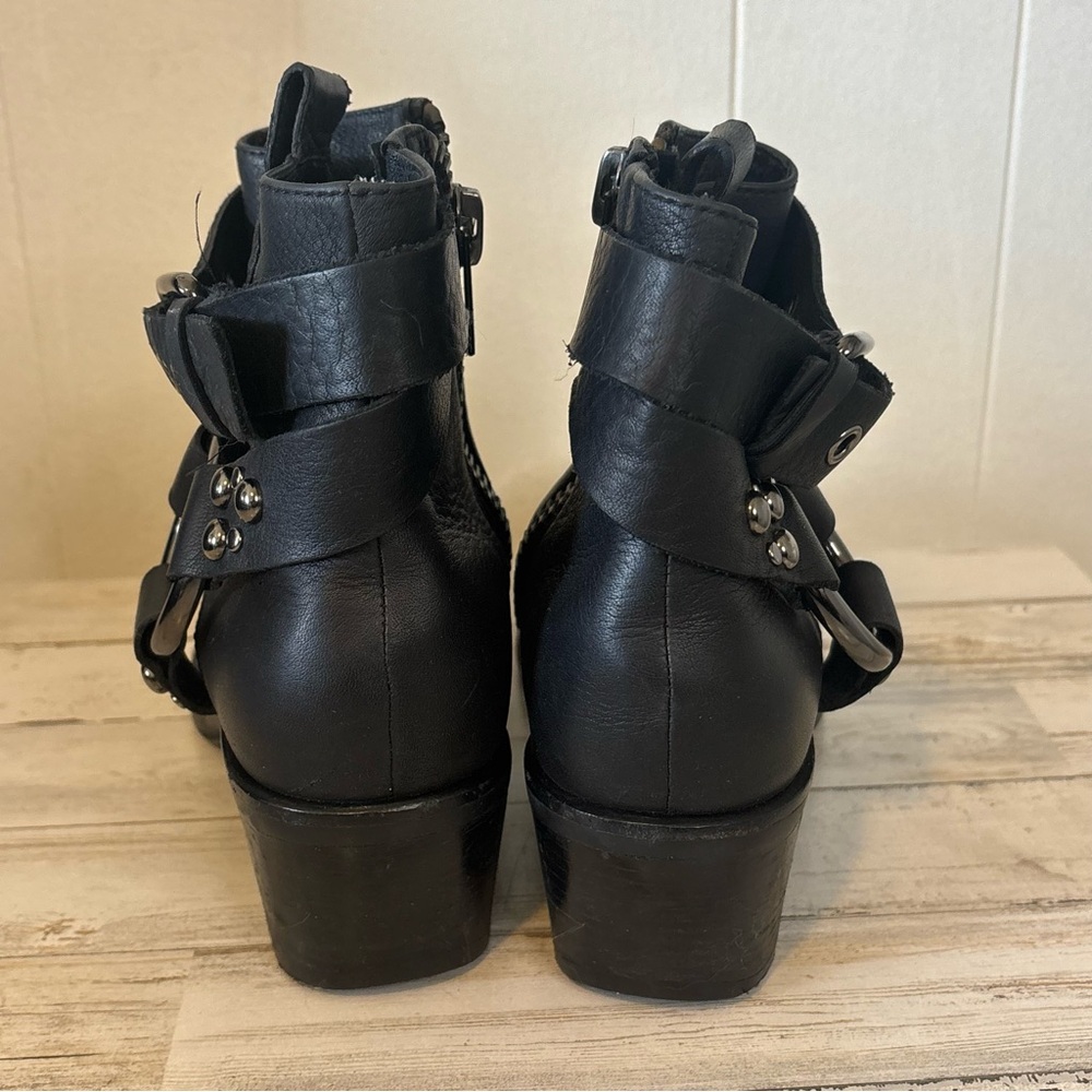 Cole Haan Black O-Ring Harness Leather Waterproof Biker Ankle Boots Women’s 7 - Picture 8 of 15